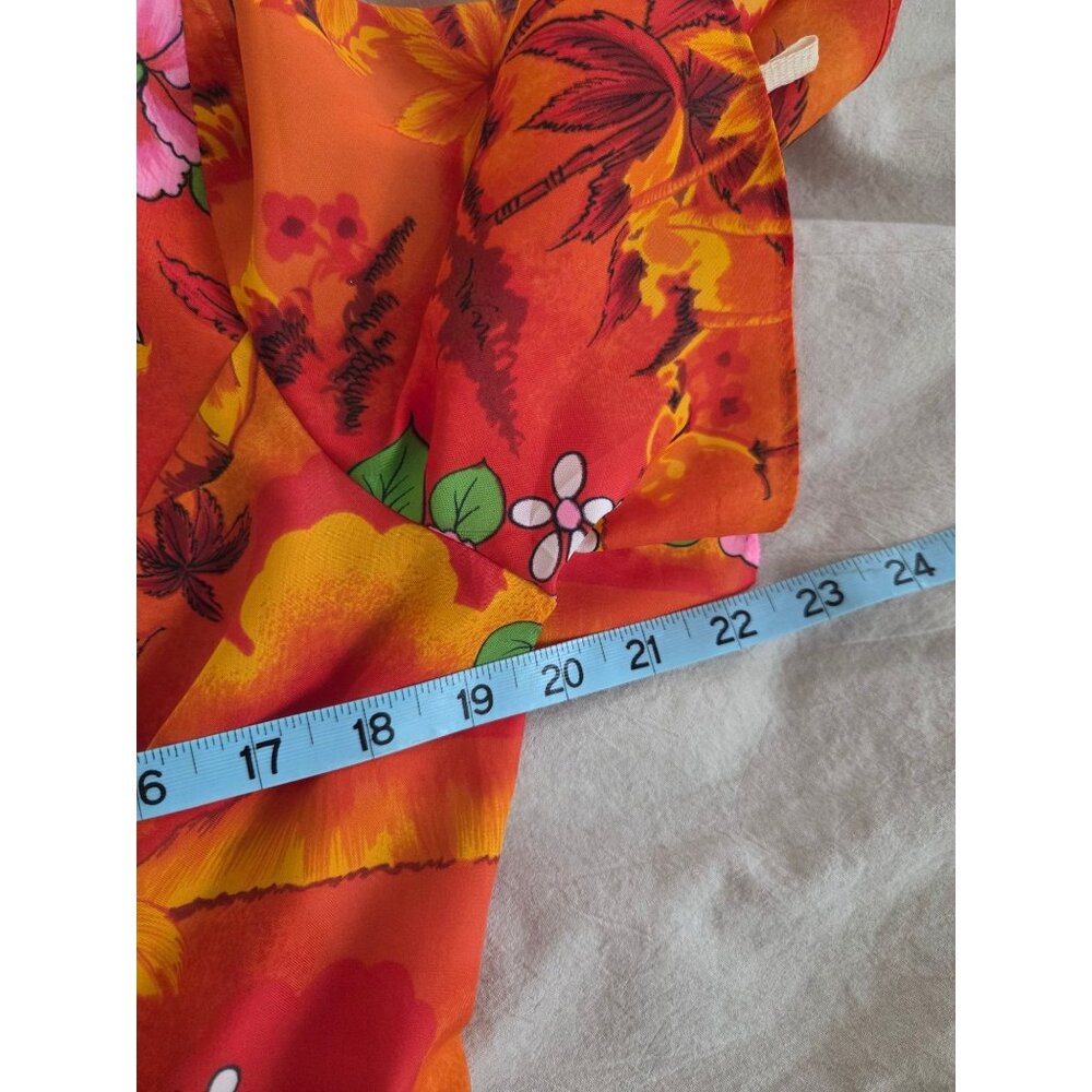 VTG Royal Hawaiian Mumu Dress Orange Floral Maxi Made In Hawaii Tropical - Picture 3 of 8